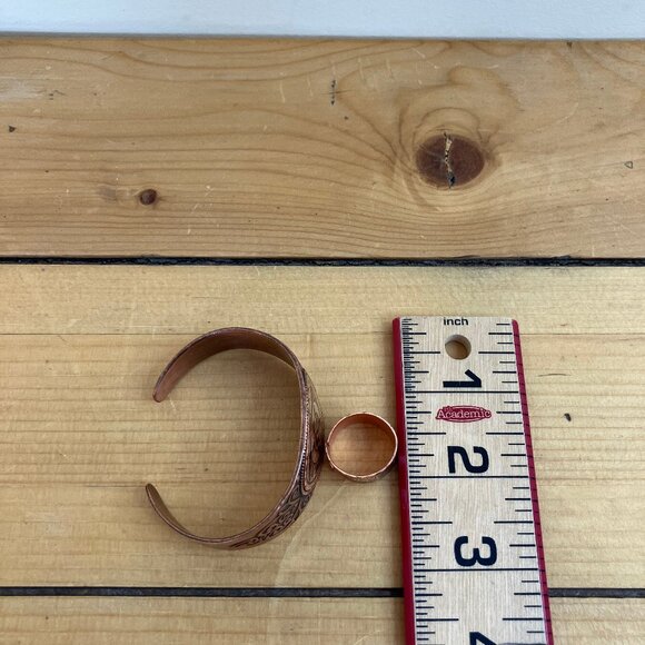 Southwestern Turtle Etched Copper Bracelet & Ring Western Cowgirl Set Adjustable - Picture 4 of 9